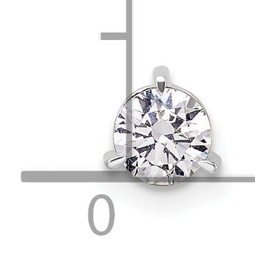 14k White Gold 3/8 carat Lab Grown Diamond VS/SI+ G+ Round Complete Three Prong Chain Slide Pendant
