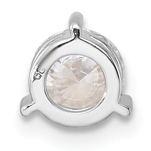 14k White Gold 3/4 carat Lab Grown Diamond VS/SI+ G+ Round Complete Three Prong Chain Slide Pendant