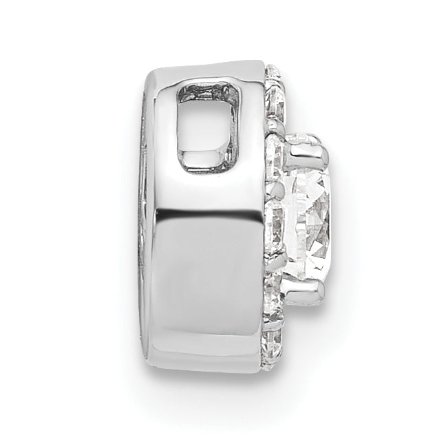 14k White Gold 1/2 carat Lab Grown Diamond VS/SI+ G+ Round Complete Halo Chain Slide Pendant
