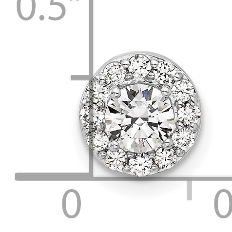 14k White Gold 1/2 carat Lab Grown Diamond VS/SI+ G+ Round Complete Halo Chain Slide Pendant