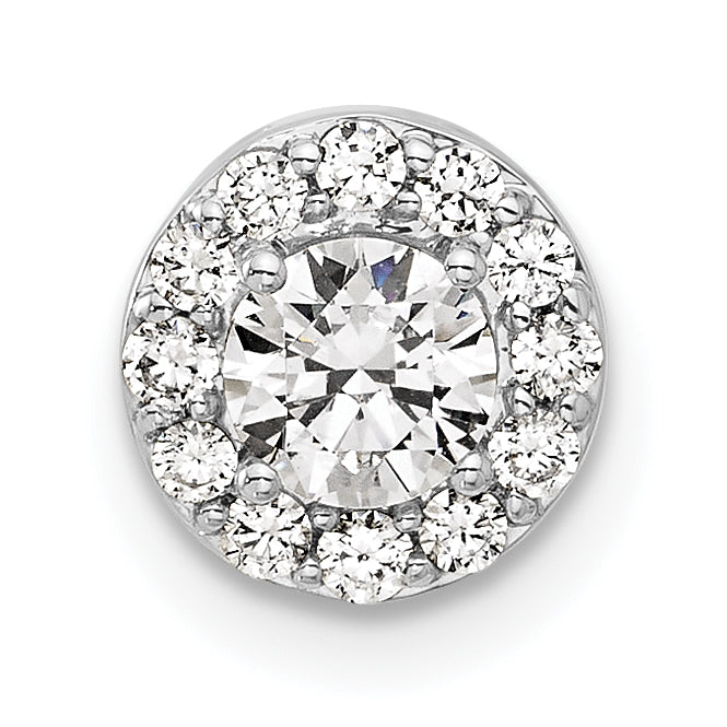 14k White Gold 1/2 carat Lab Grown Diamond VS/SI+ G+ Round Complete Halo Chain Slide Pendant Main image