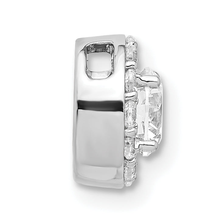 14k White Gold 3/4 carat Lab Grown Diamond VS/SI+ G+ Round Complete Halo Chain Slide Pendant