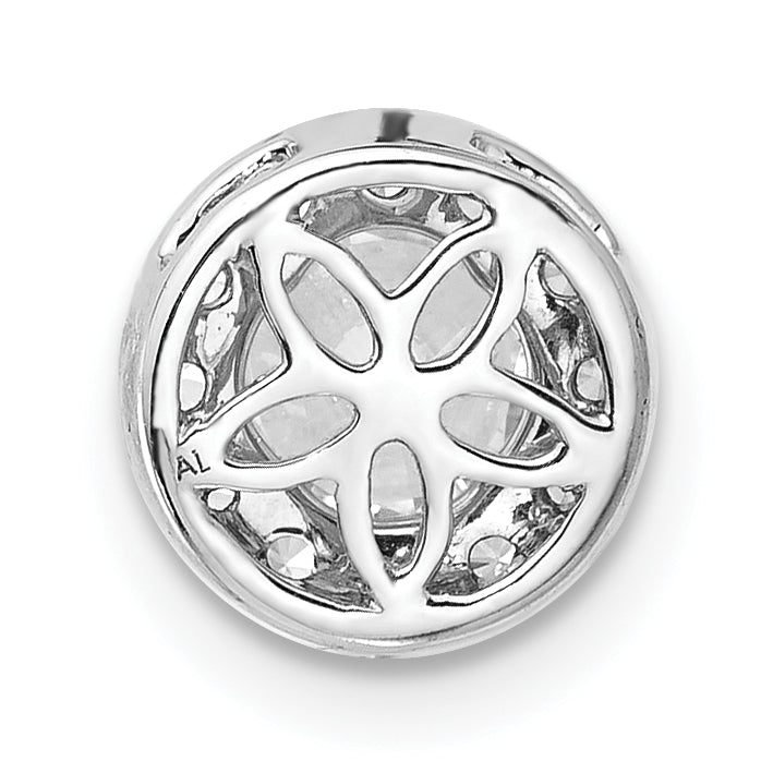 14k White Gold 3/4 carat Lab Grown Diamond VS/SI+ G+ Round Complete Halo Chain Slide Pendant
