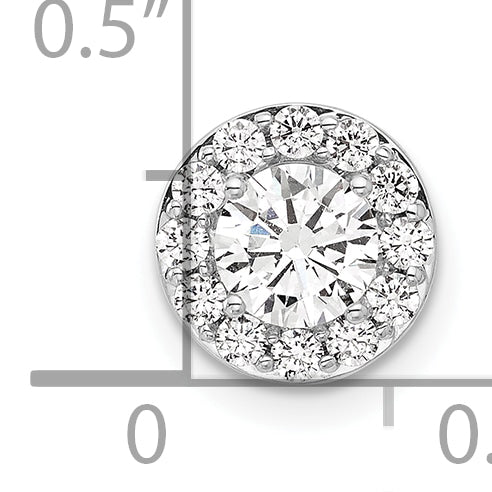 14k White Gold 3/4 carat Lab Grown Diamond VS/SI+ G+ Round Complete Halo Chain Slide Pendant