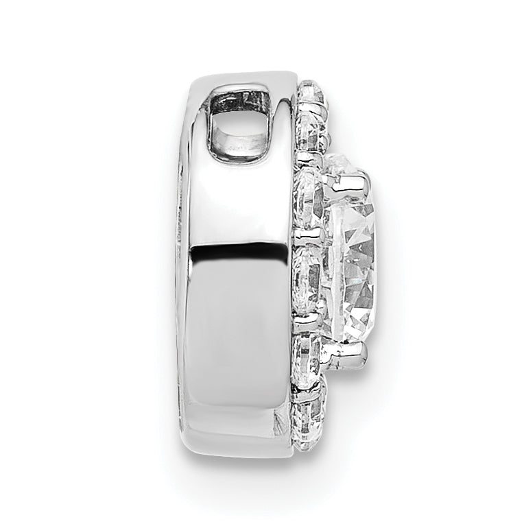 14k White Gold 1 carat Lab Grown Diamond VS/SI+ G+ Round Complete Halo Chain Slide Pendant
