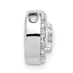 14k White Gold 1 carat Lab Grown Diamond VS/SI+ G+ Round Complete Halo Chain Slide Pendant