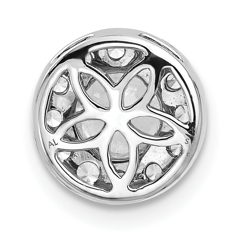 14k White Gold 1 carat Lab Grown Diamond VS/SI+ G+ Round Complete Halo Chain Slide Pendant