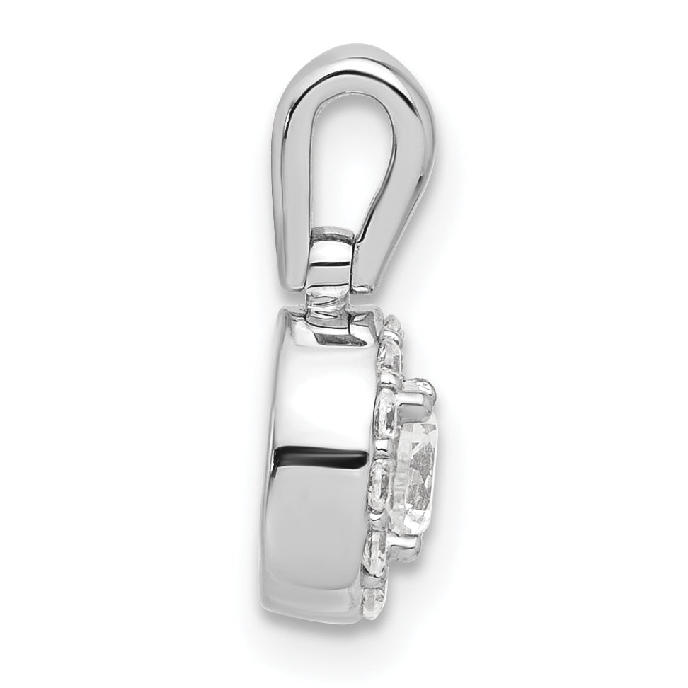 14k White Gold 1/2 carat Lab Grown Diamond VS/SI+ G+ Round Complete Halo Pendant