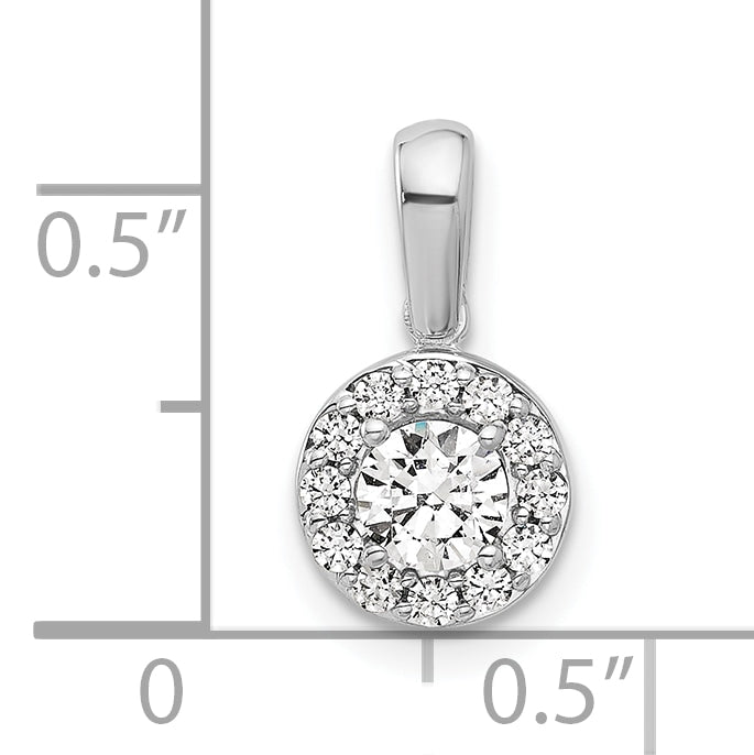 14k White Gold 1/2 carat Lab Grown Diamond VS/SI+ G+ Round Complete Halo Pendant