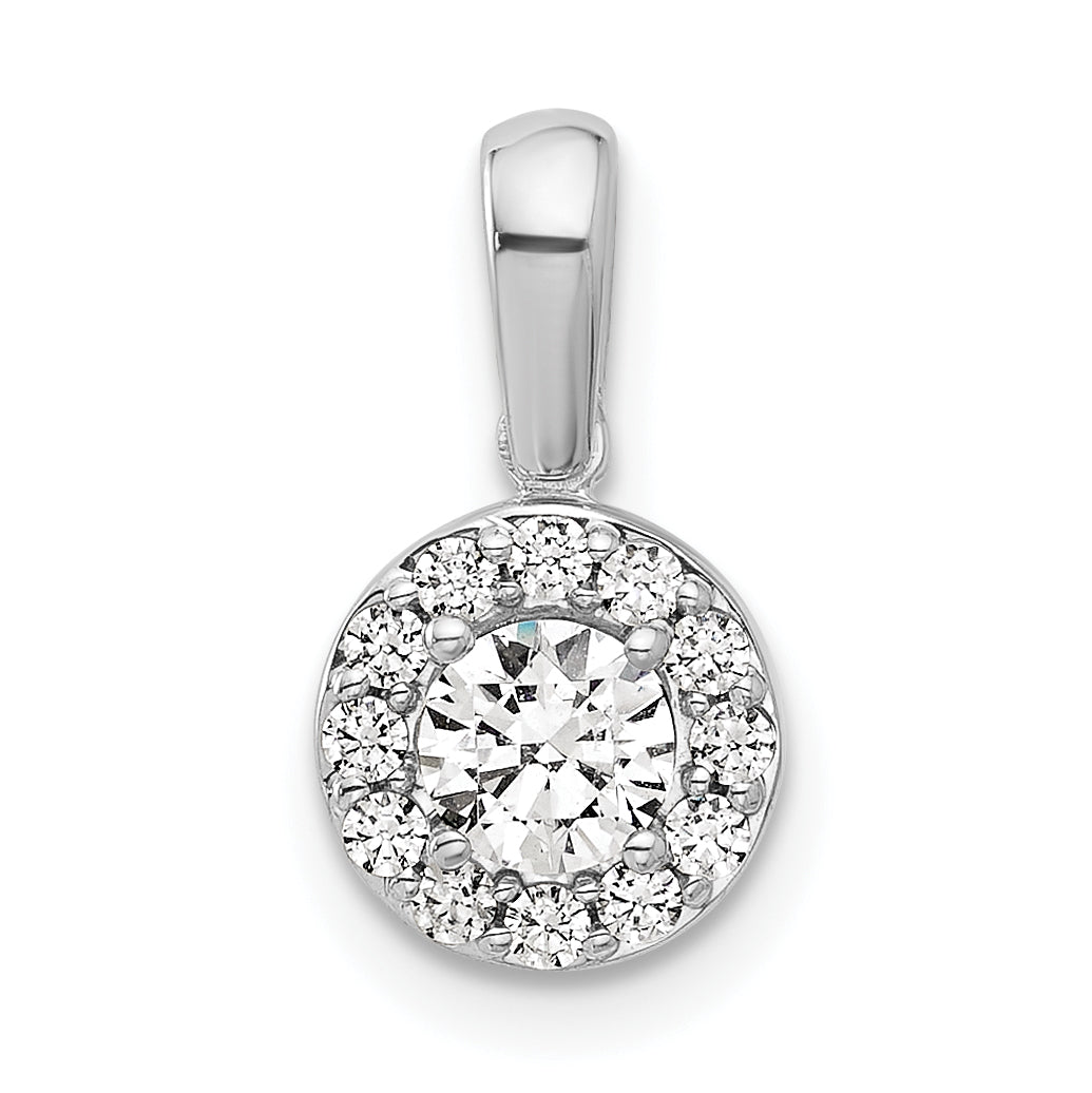 14k White Gold 1/2 carat Lab Grown Diamond VS/SI+ G+ Round Complete Halo Pendant Main image