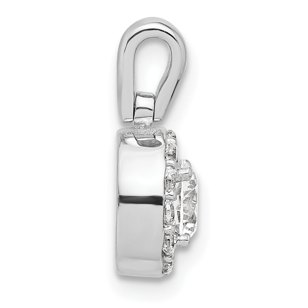 14k White Gold 3/4 carat Lab Grown Diamond VS/SI+ G+ Round Complete Halo Pendant