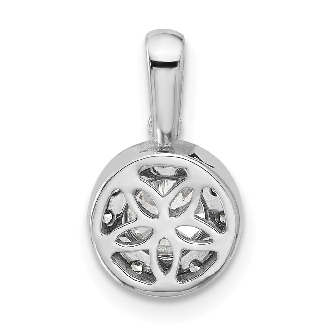 14k White Gold 3/4 carat Lab Grown Diamond VS/SI+ G+ Round Complete Halo Pendant