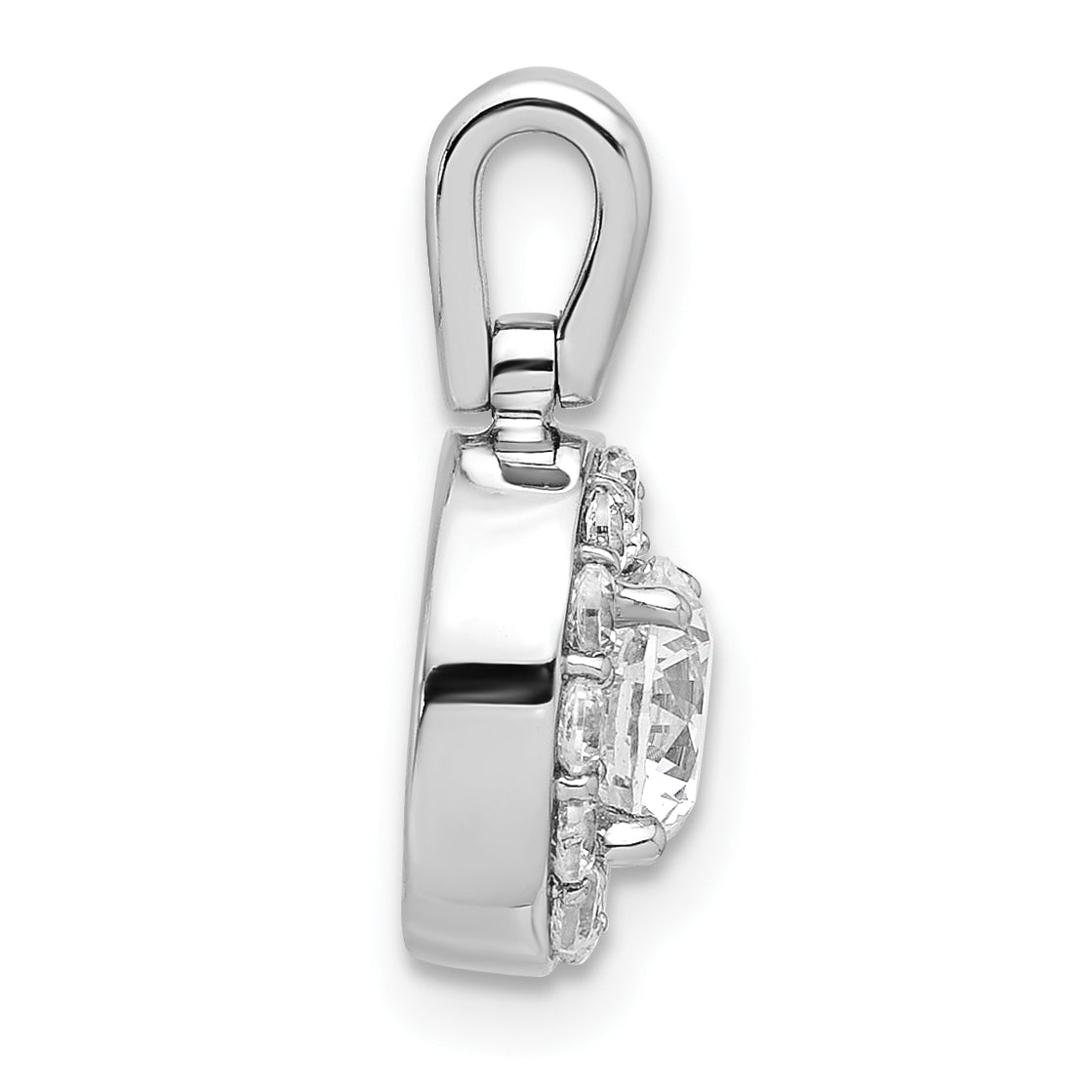 14k White Gold 1 carat Lab Grown Diamond VS/SI+ G+ Round Complete Halo Pendant Secondary image