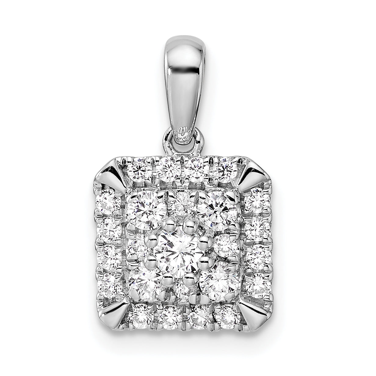 14k White Gold 1/2 carat Lab Grown Diamond VS/SI+ G+ Complete Square Cluster Pendant Main image