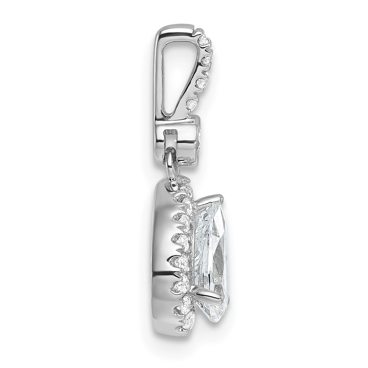 14k WG Lab Grown Diamond VS/SI+ G+ Halo Pear Semi-Mount Pendant