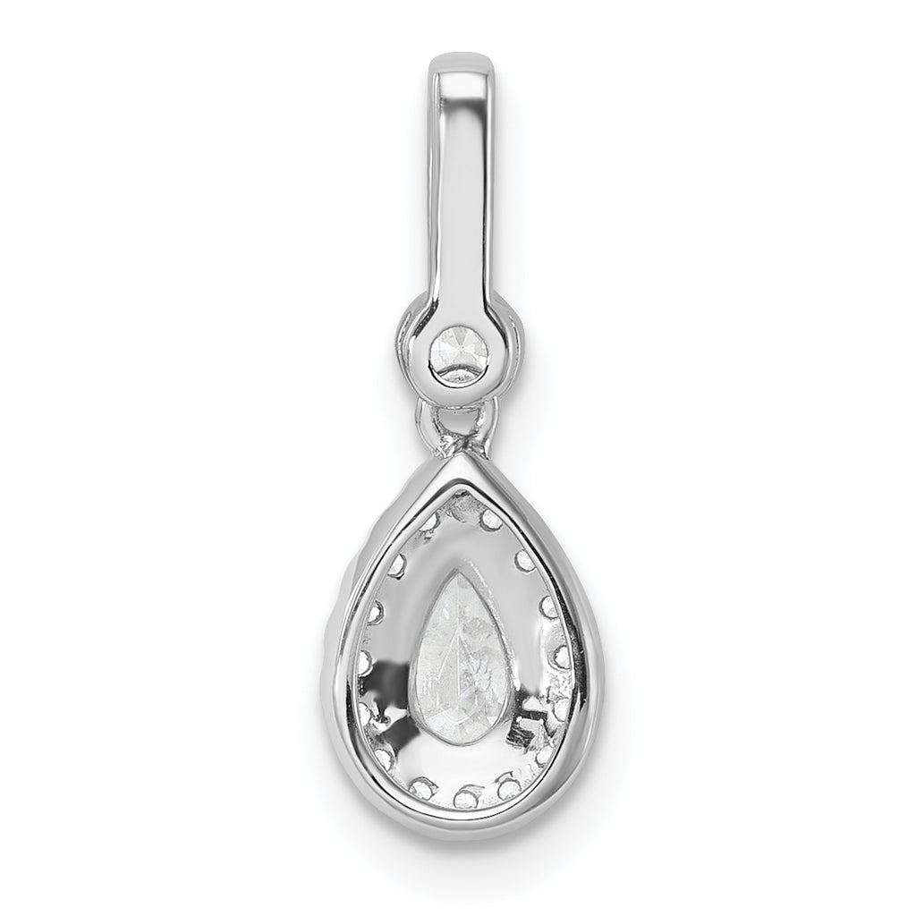 14k WG Lab Grown Diamond VS/SI+ G+ Halo Pear Semi-Mount Pendant