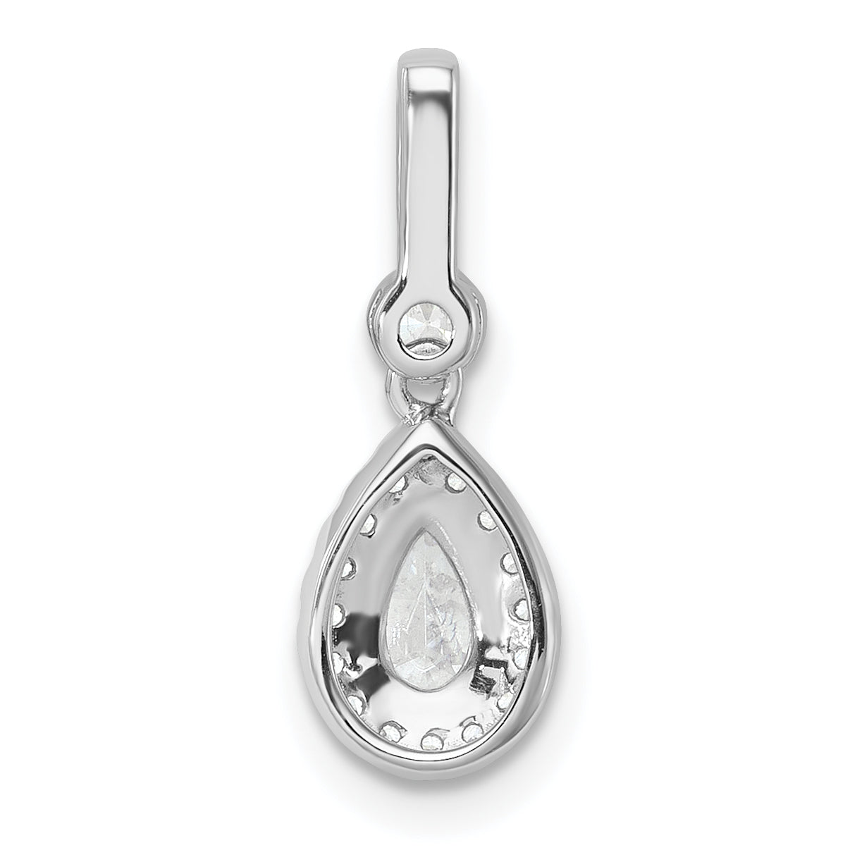 14k WG Lab Grown Diamond VS/SI+ G+ Halo Pear Semi-Mount Pendant