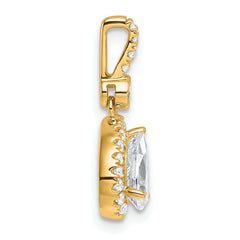 14k Lab Grown Diamond VS/SI+ G+ Halo Pear Semi-Mount Pendant