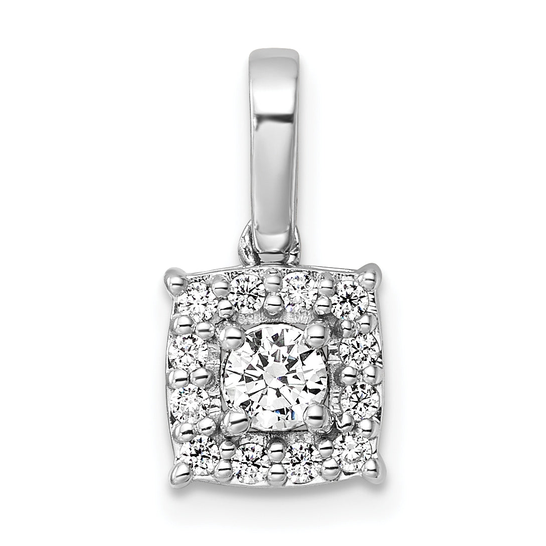 14k White Gold 1/2 carat Lab Grown Diamond VS/SI+ G+ Complete Square Pendant
