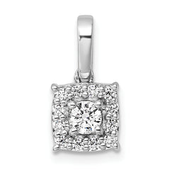 14k White Gold 1/2 carat Lab Grown Diamond VS/SI+ G+ Complete Square Pendant