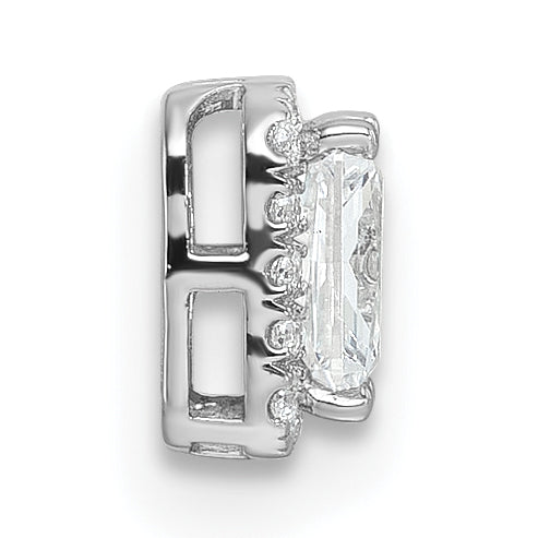 14k White Gold 1/5 carat Lab Grown Diamond VS/SI+ G+ 1 carat Emerald Center Semi Mount Chain Slide Pendant Secondary image