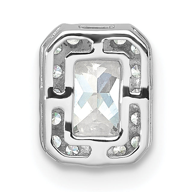 14k White Gold 1/5 carat Lab Grown Diamond VS/SI+ G+ 1 carat Emerald Center Semi Mount Chain Slide Pendant