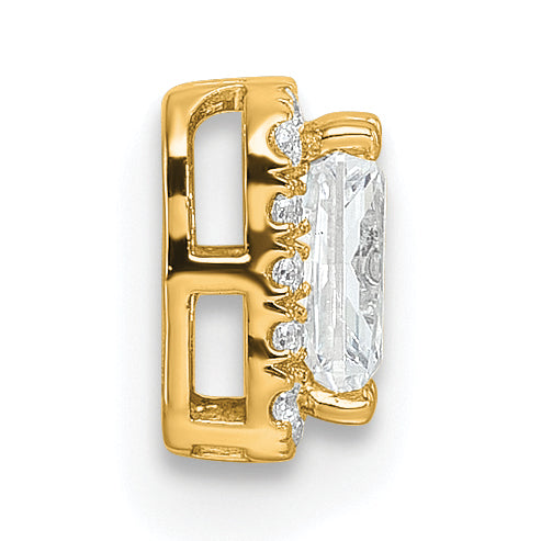 14k 1/5 carat Lab Grown Diamond VS/SI+ G+ 1 carat Emerald Center Semi Mount Chain Slide Pendant