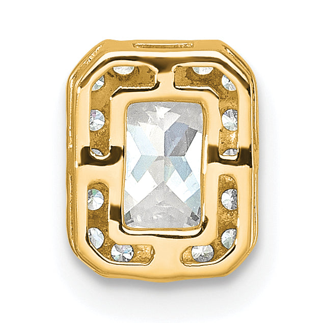 14k 1/5 carat Lab Grown Diamond VS/SI+ G+ 1 carat Emerald Center Semi Mount Chain Slide Pendant