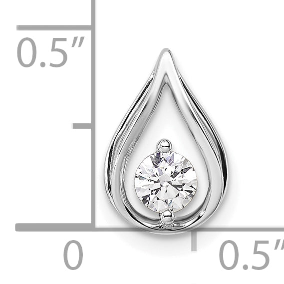 14k White Gold 1/4 carat Lab Grown Diamond VS/SI+ G+ Complete Teardrop Chain Slide Pendant