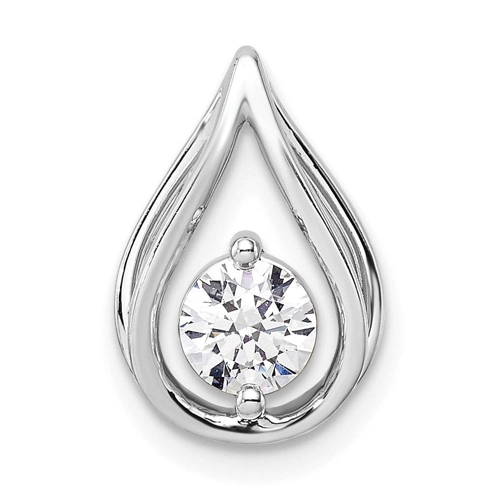 14k White Gold 1/2 carat Lab Grown Diamond VS/SI+ G+ Complete Teardrop Chain Slide Pendant Main image