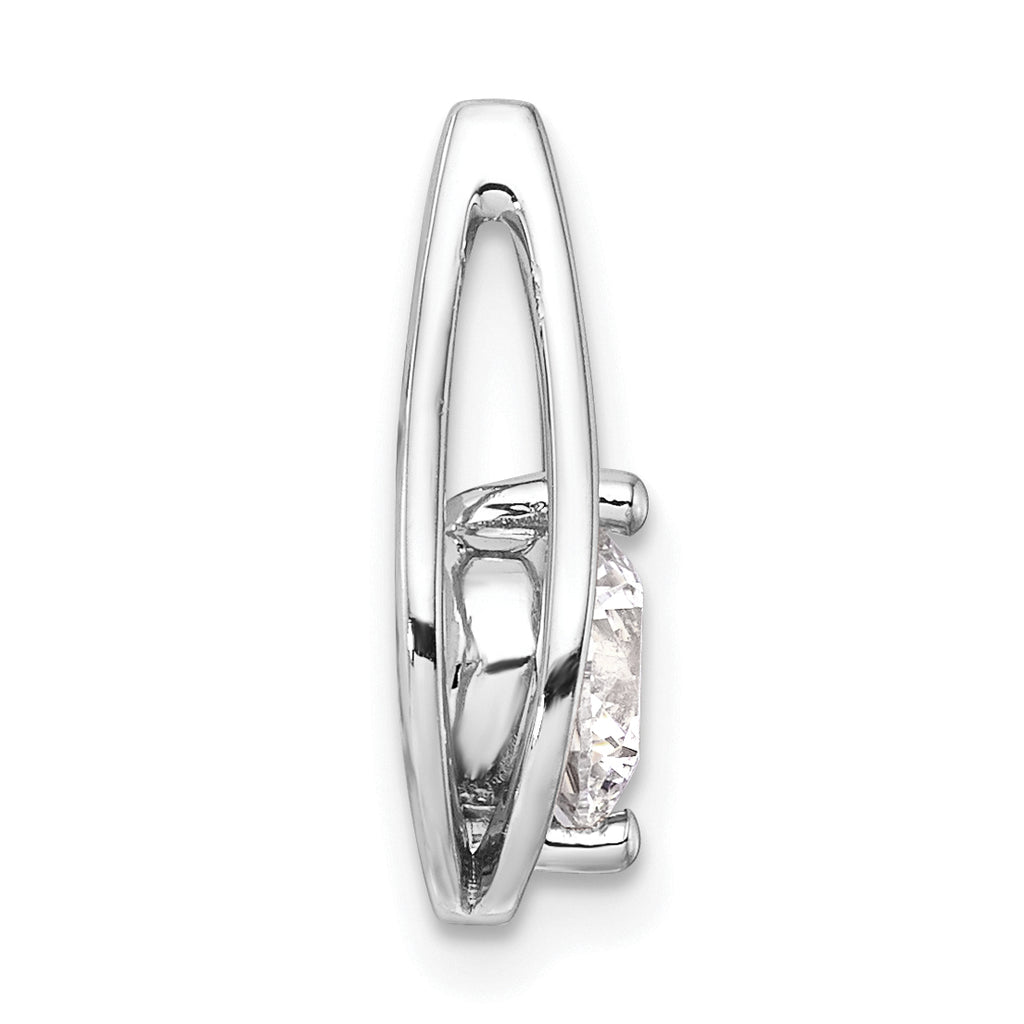 14k White Gold 3/4 carat Lab Grown Diamond VS/SI+ G+ Complete Teardrop Chain Slide Pendant