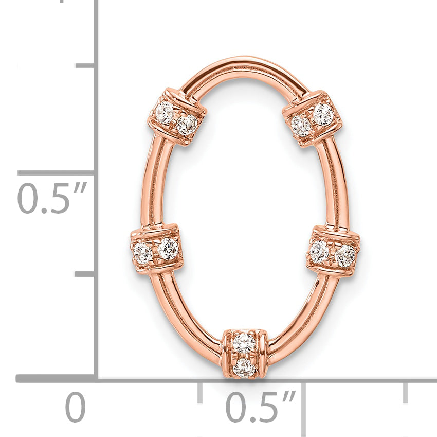 14k Rose Gold 1/10 carat Lab Grown Diamond VS/SI+ G+ Oval Chain Slide Pendant