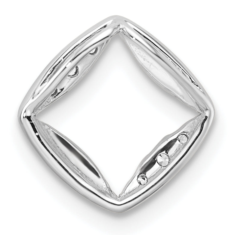 14k White Gold 1/15 carat Lab Grown Diamond VS/SI+ G+ Complete Square Chain Slide Pendant