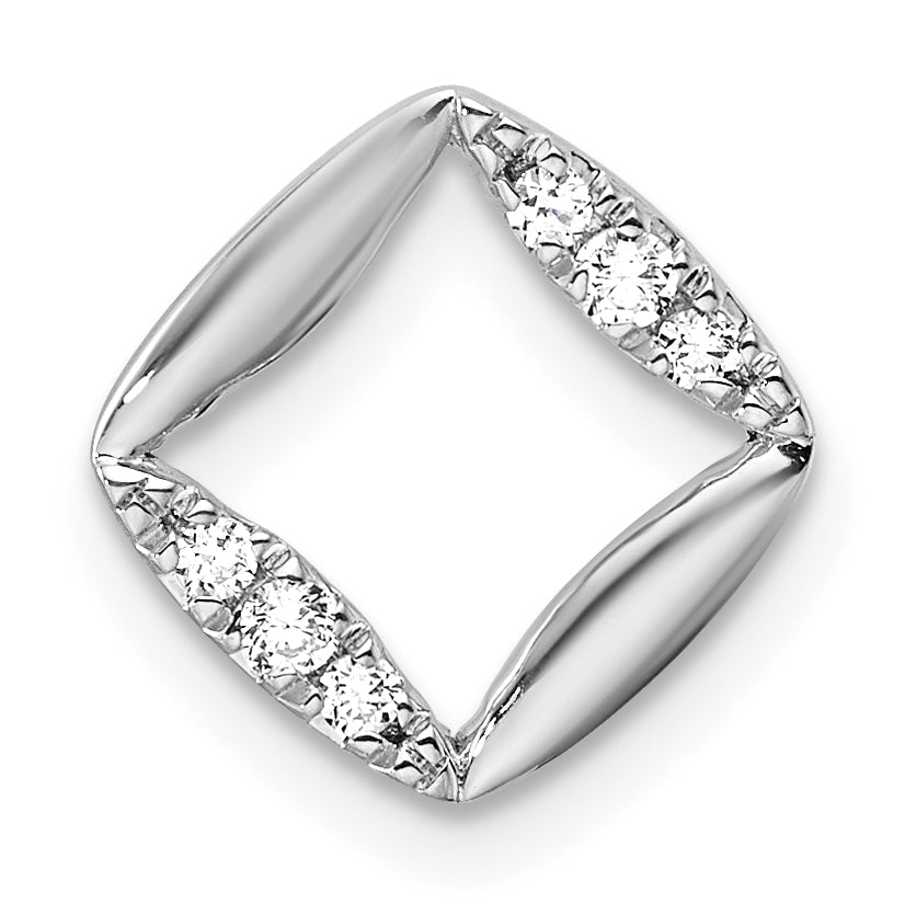 14k White Gold 1/15 carat Lab Grown Diamond VS/SI+ G+ Complete Square Chain Slide Pendant Main image