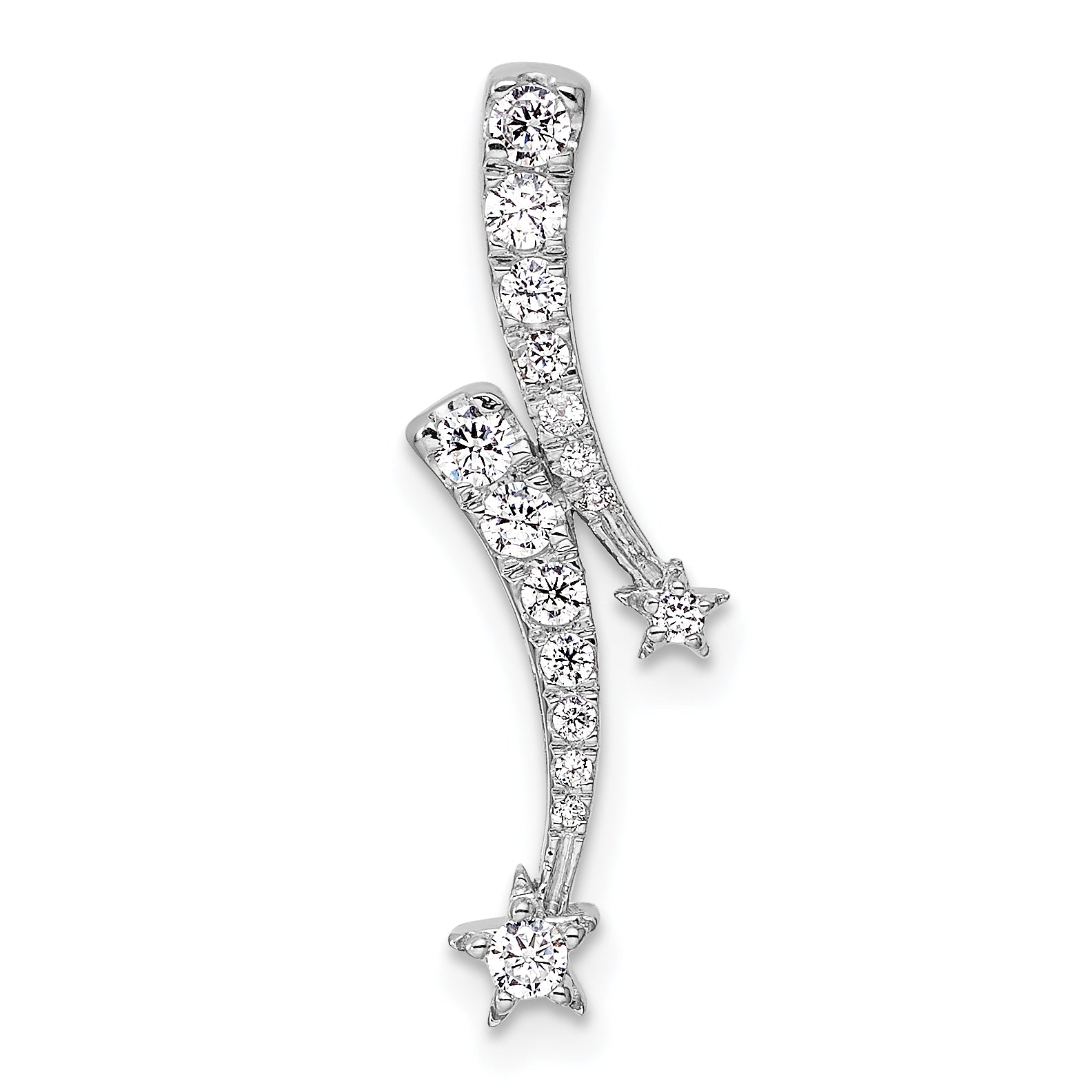 14k White Gold 1/4 carat Lab Grown Diamond VS/SI+ G+ Shooting Star Chain Slide Pendant Main image