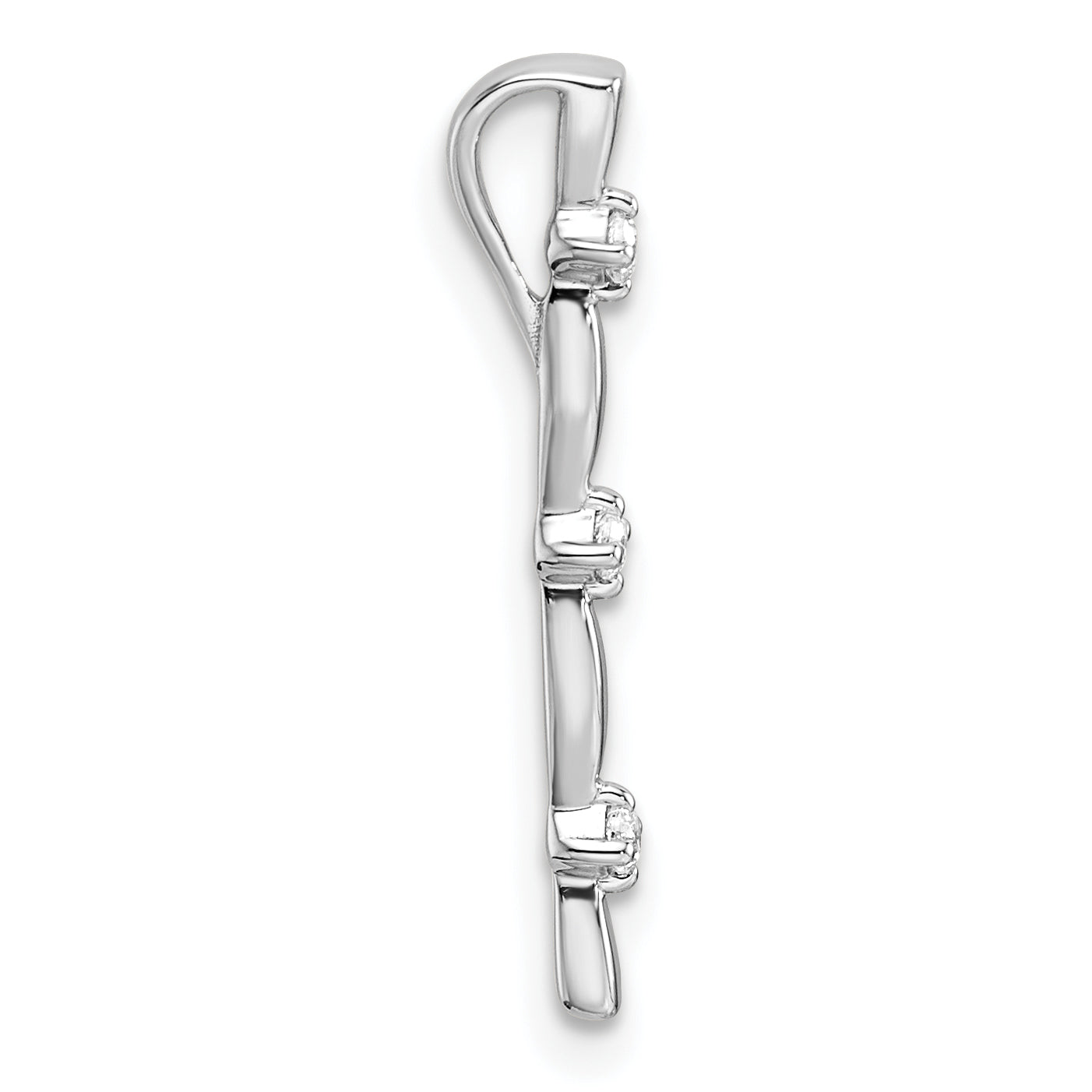 14k White Gold 1/20 carat Lab Grown Diamond VS/SI+ G+ Fashion Bar Chain Slide Pendant Secondary image