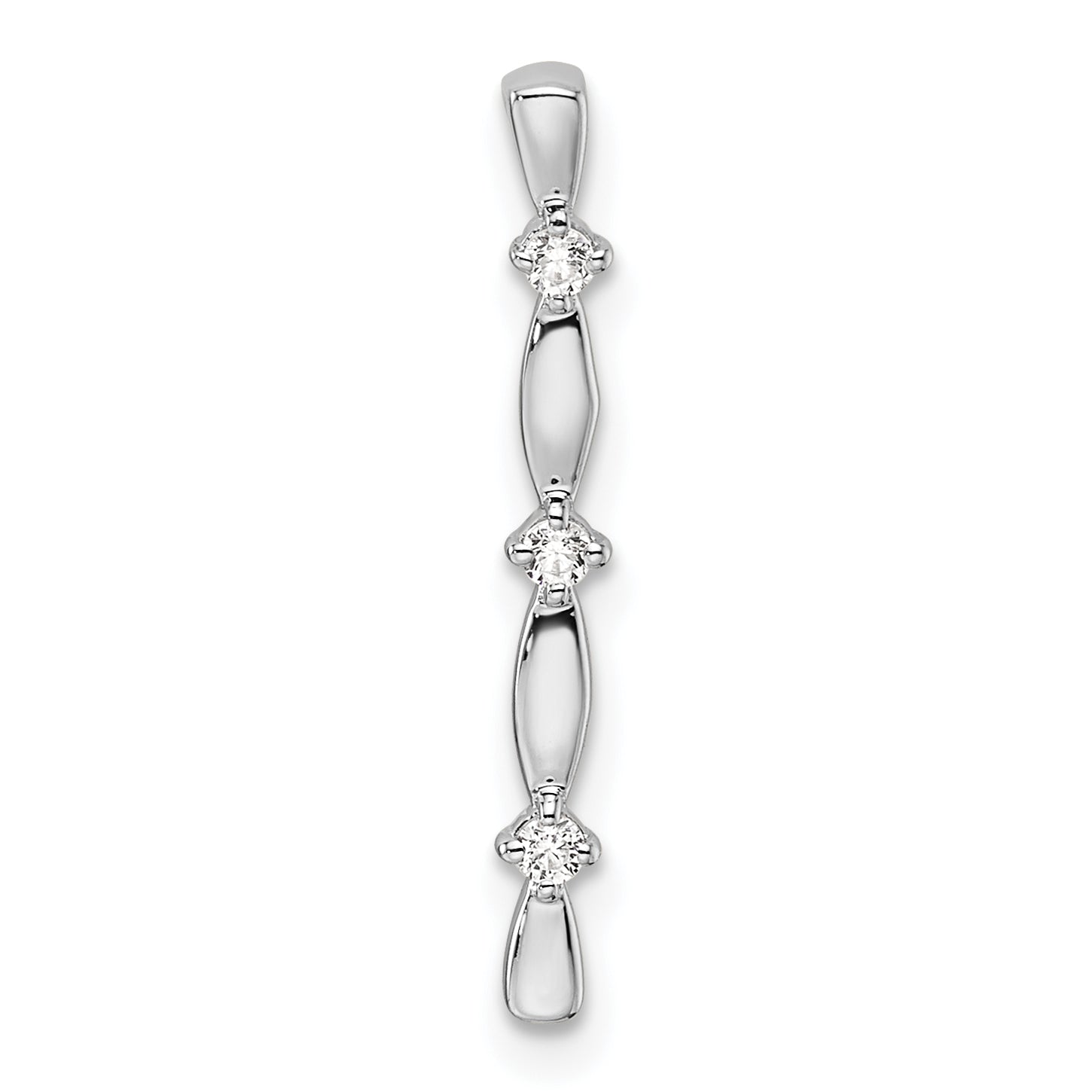 14k White Gold 1/20 carat Lab Grown Diamond VS/SI+ G+ Fashion Bar Chain Slide Pendant Main image