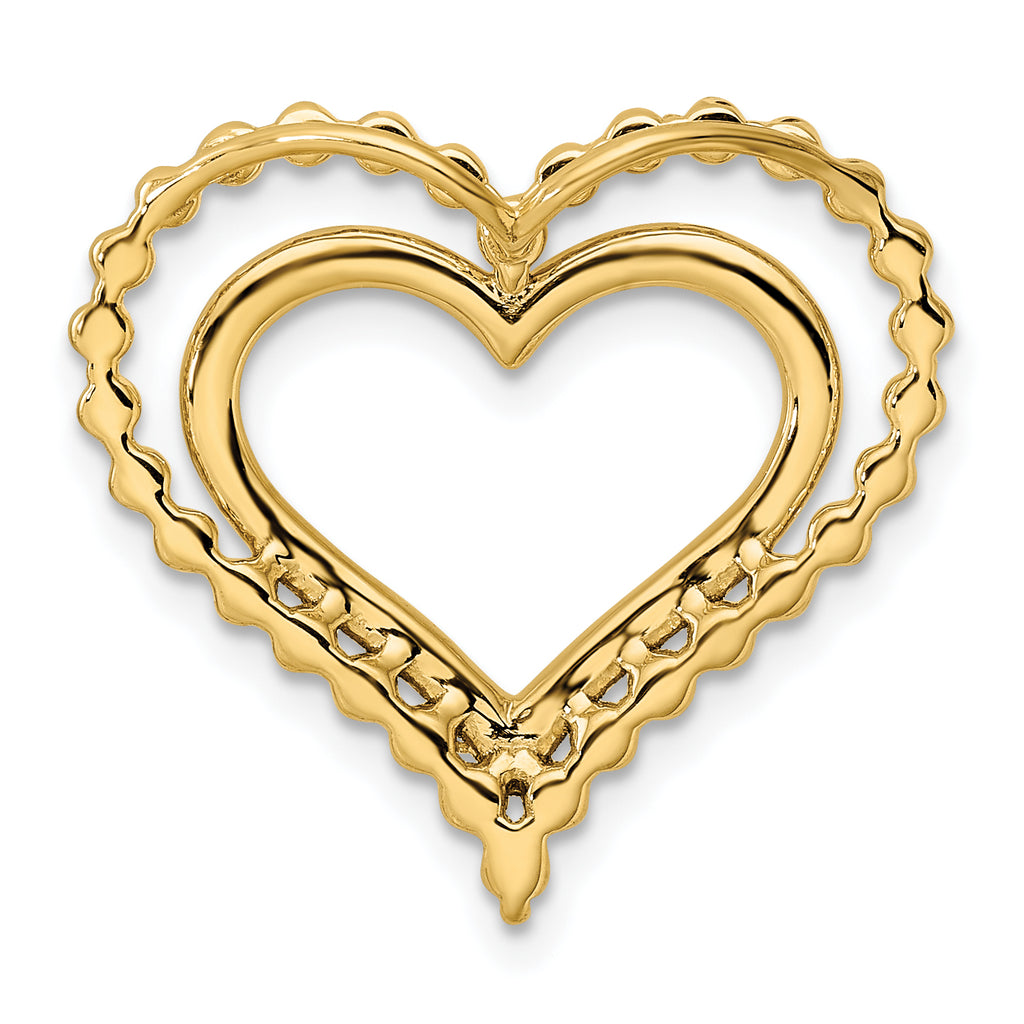 14k 1/2 carat Lab Grown Diamond VS/SI+ G+ Complete Double Heart Chain Slide Pendant