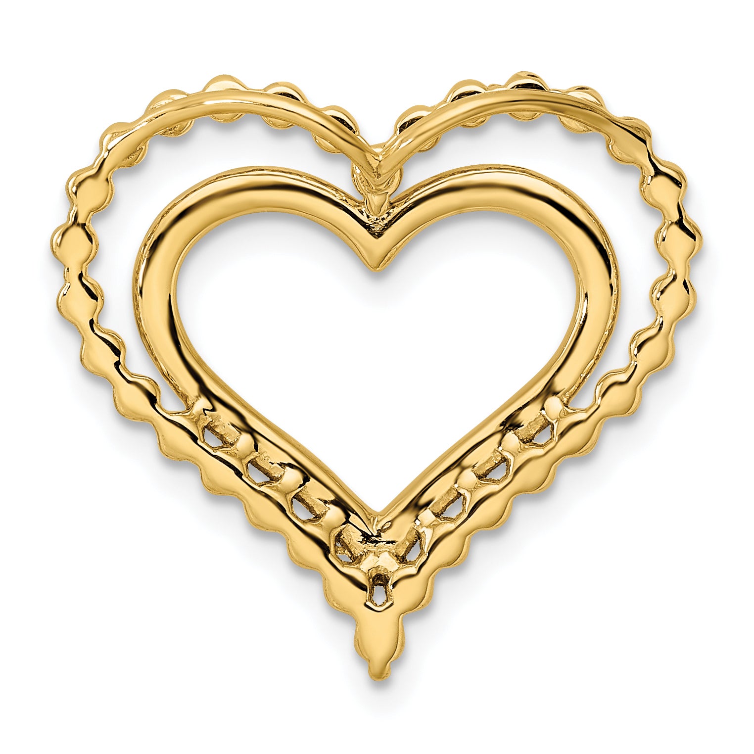 14k 1/2 carat Lab Grown Diamond VS/SI+ G+ Complete Double Heart Chain Slide Pendant