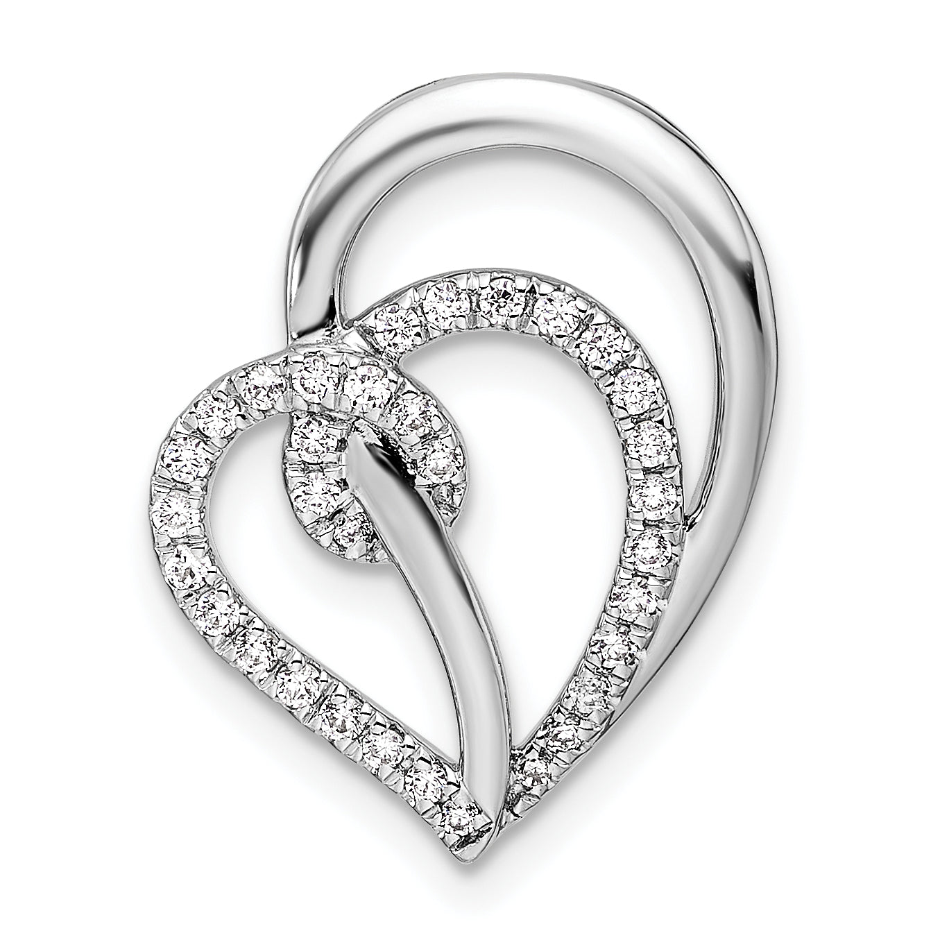 14k White Gold 1/4 carat Lab Grown Diamond VS/SI+ G+ Complete Swirl Heart Chain Slide Pendant Main image