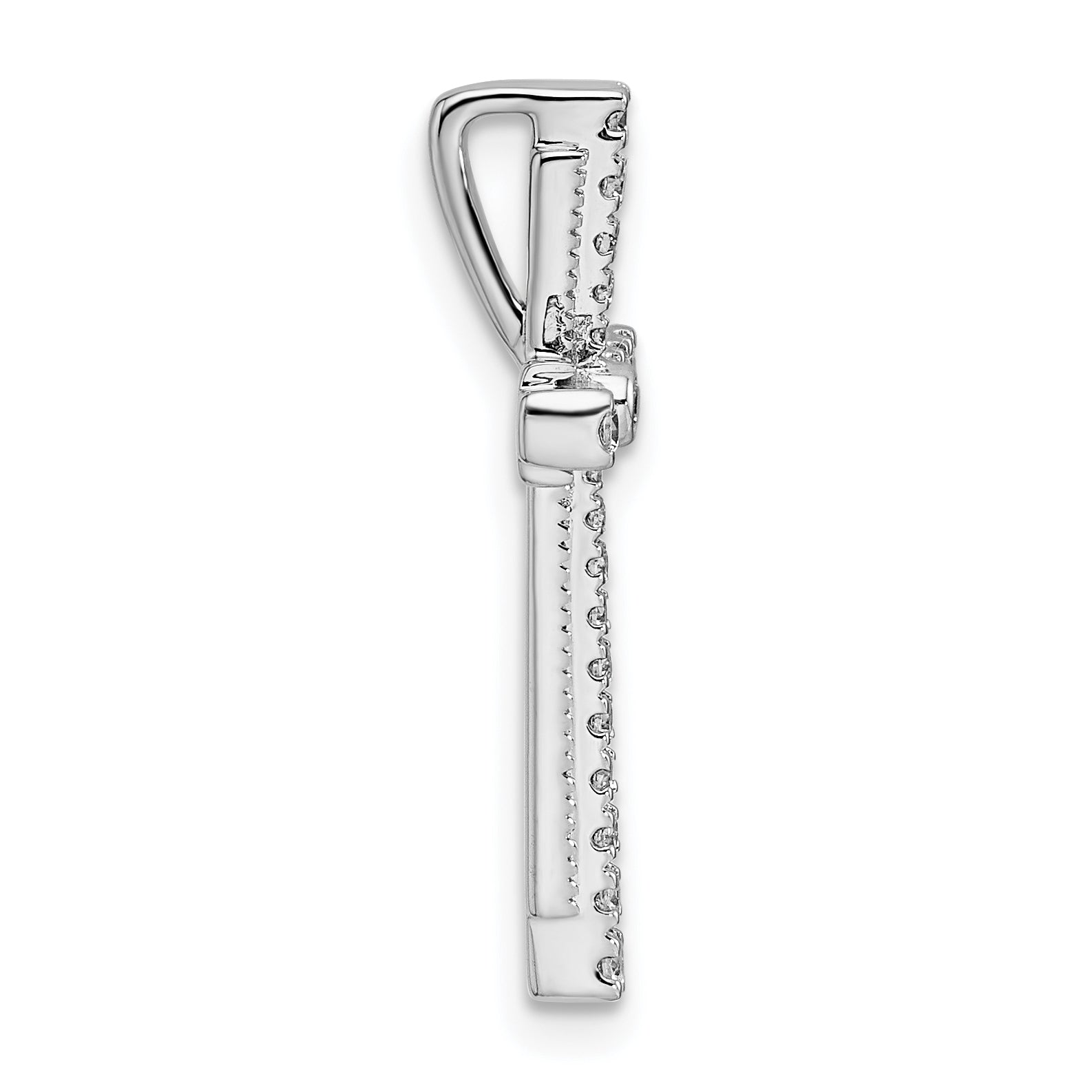 14k White Gold 1/4 carat Lab Grown Diamond VS/SI+ G+ Complete Cross Chain Slide Pendant Secondary image