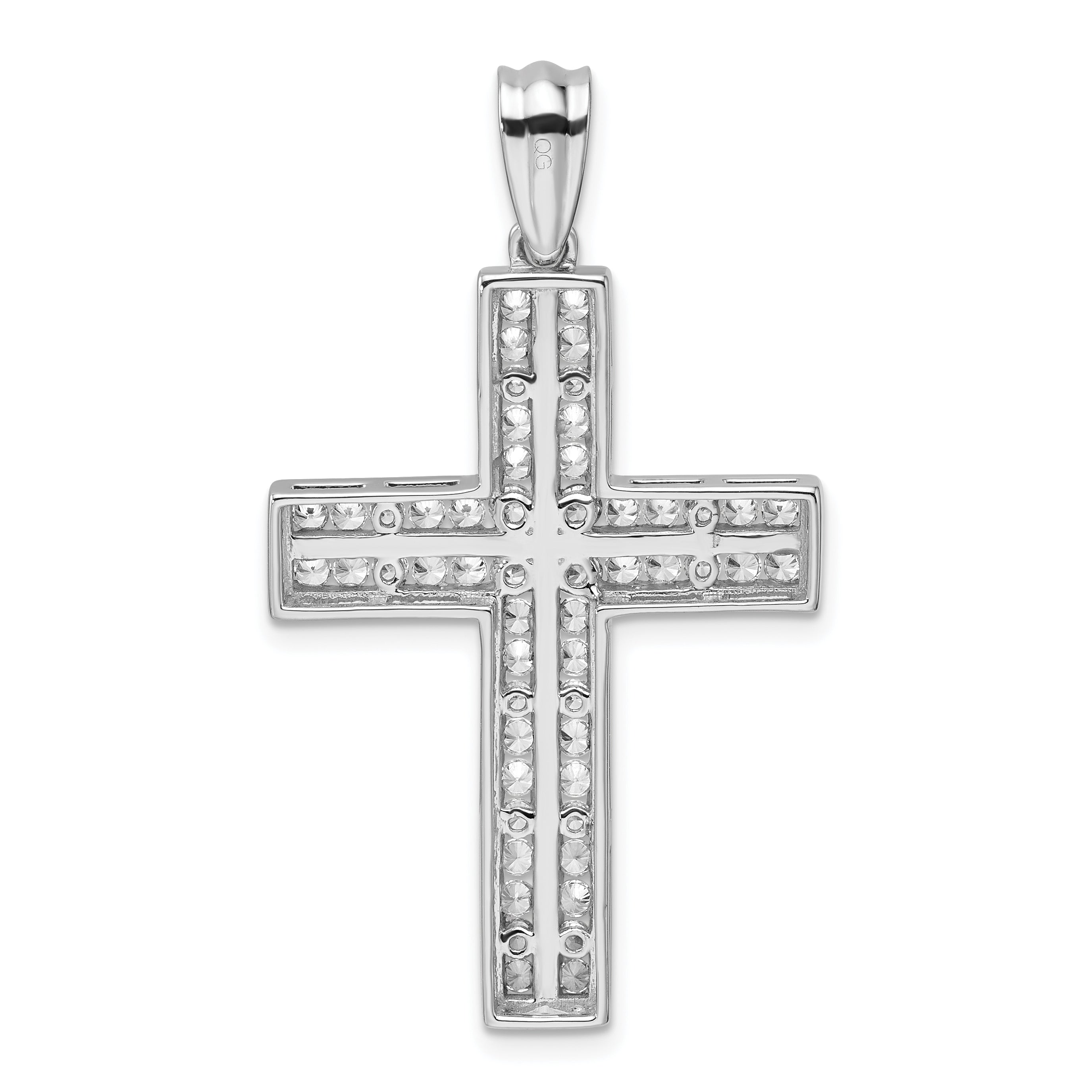 14k White Gold 1 carat Lab Grown Diamond VS/SI+ G+ Complete Double Cross Pendant