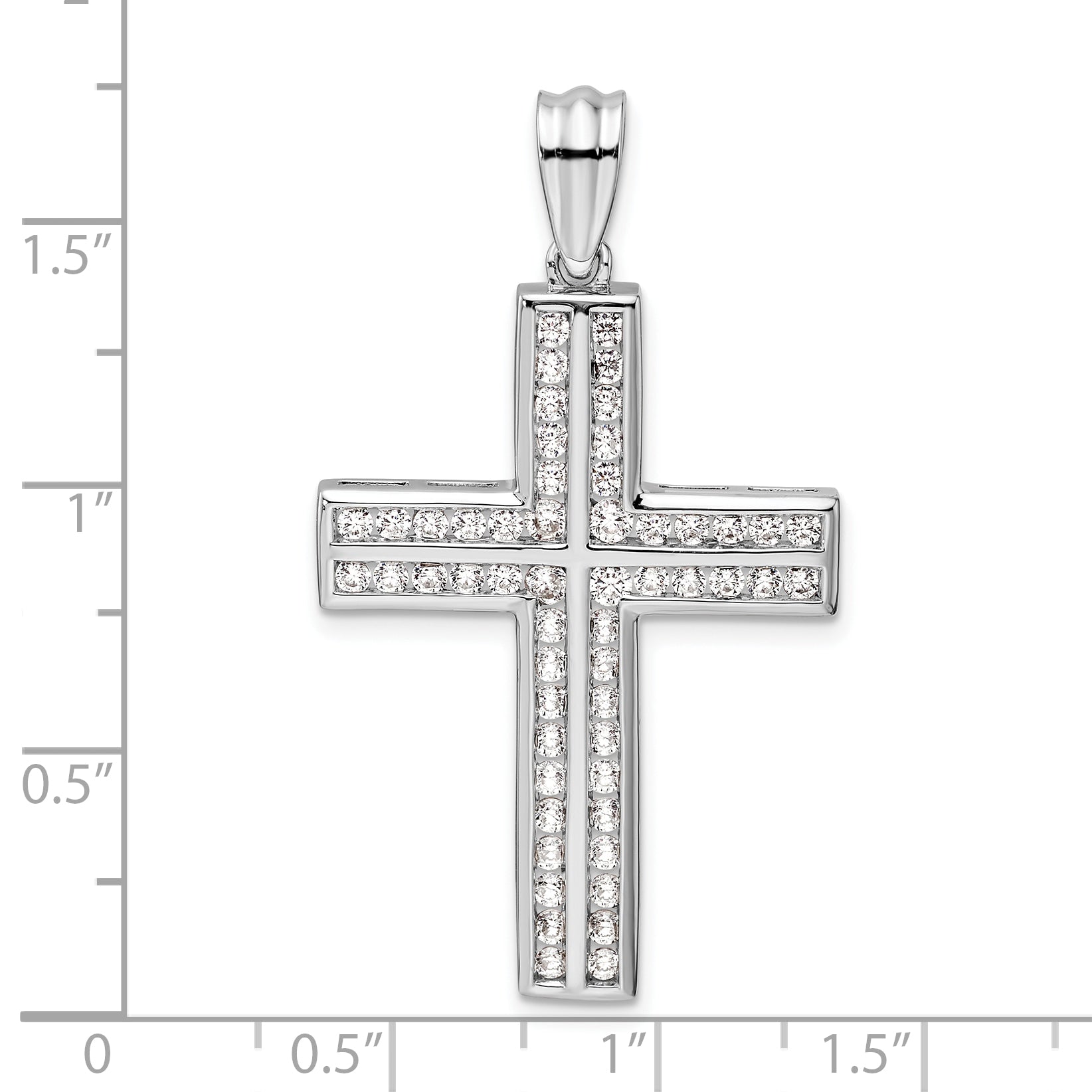 14k White Gold 1 carat Lab Grown Diamond VS/SI+ G+ Complete Double Cross Pendant