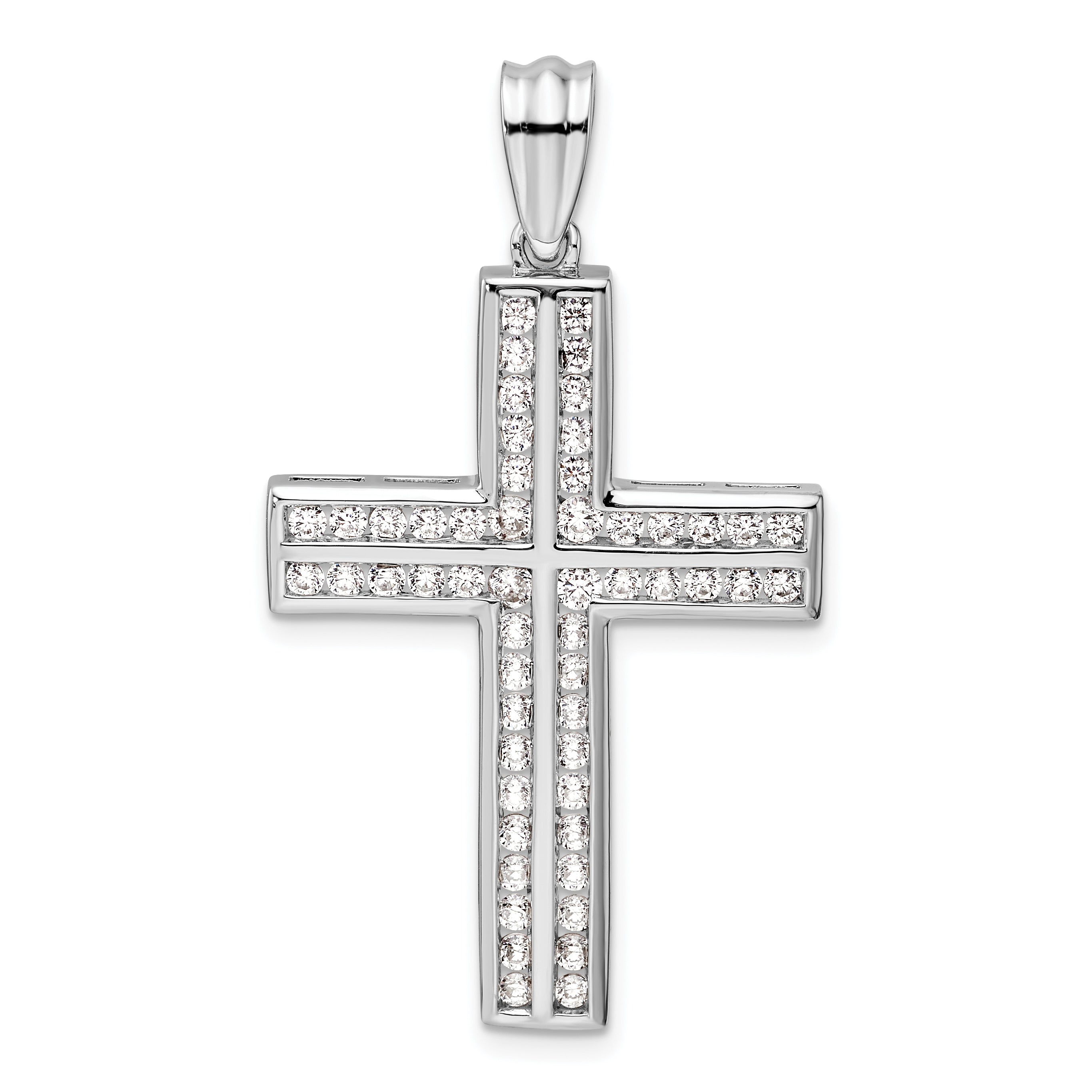 14k White Gold 1 carat Lab Grown Diamond VS/SI+ G+ Complete Double Cross Pendant Main image