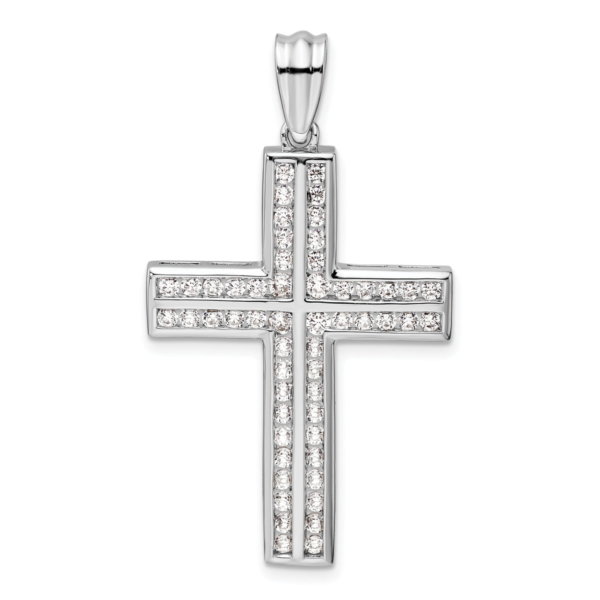 14k White Gold 1 carat Lab Grown Diamond VS/SI+ G+ Complete Double Cross Pendant
