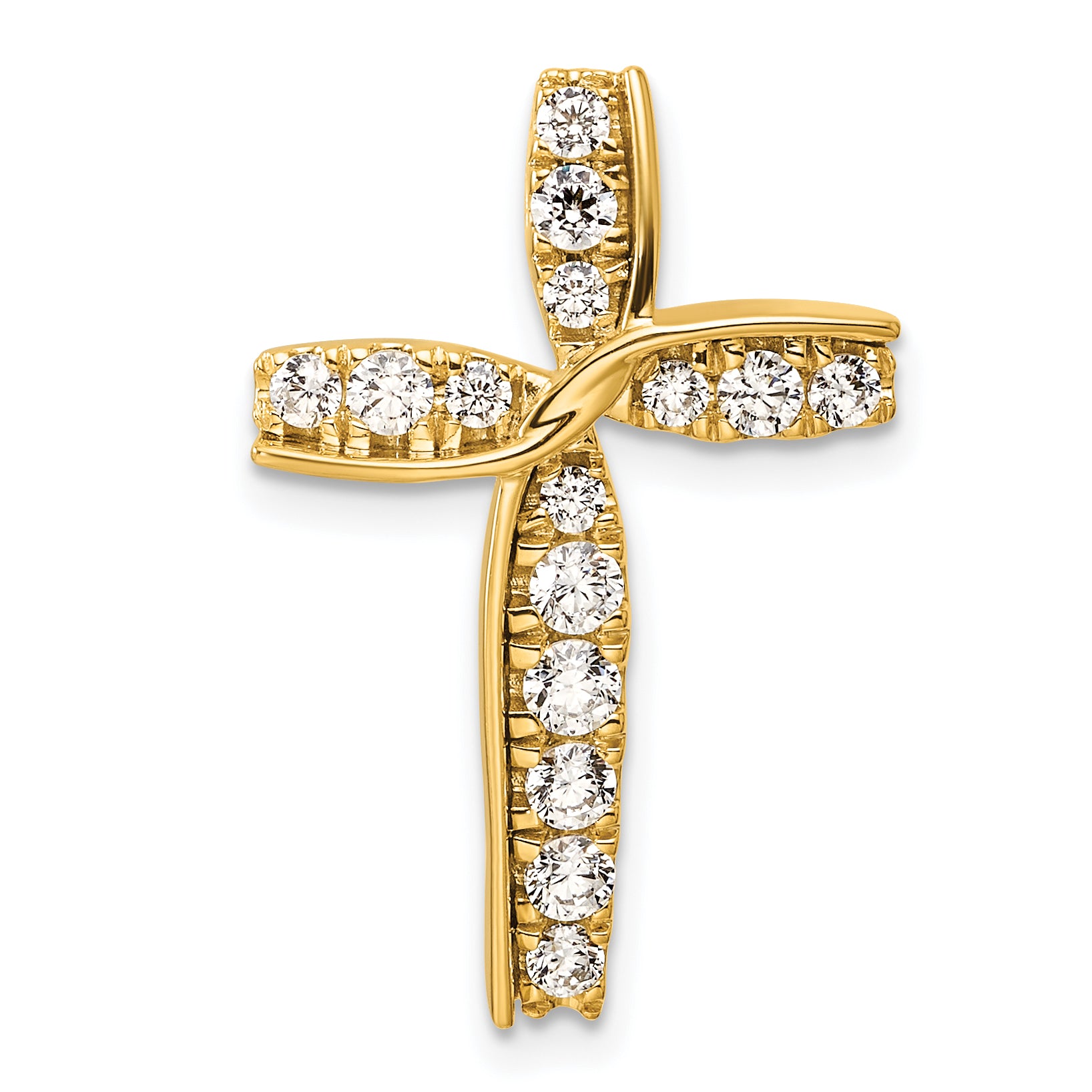 14k 1/2 carat Lab Grown Diamond VS/SI+ G+ Complete Cross Chain Slide Pendant Main image
