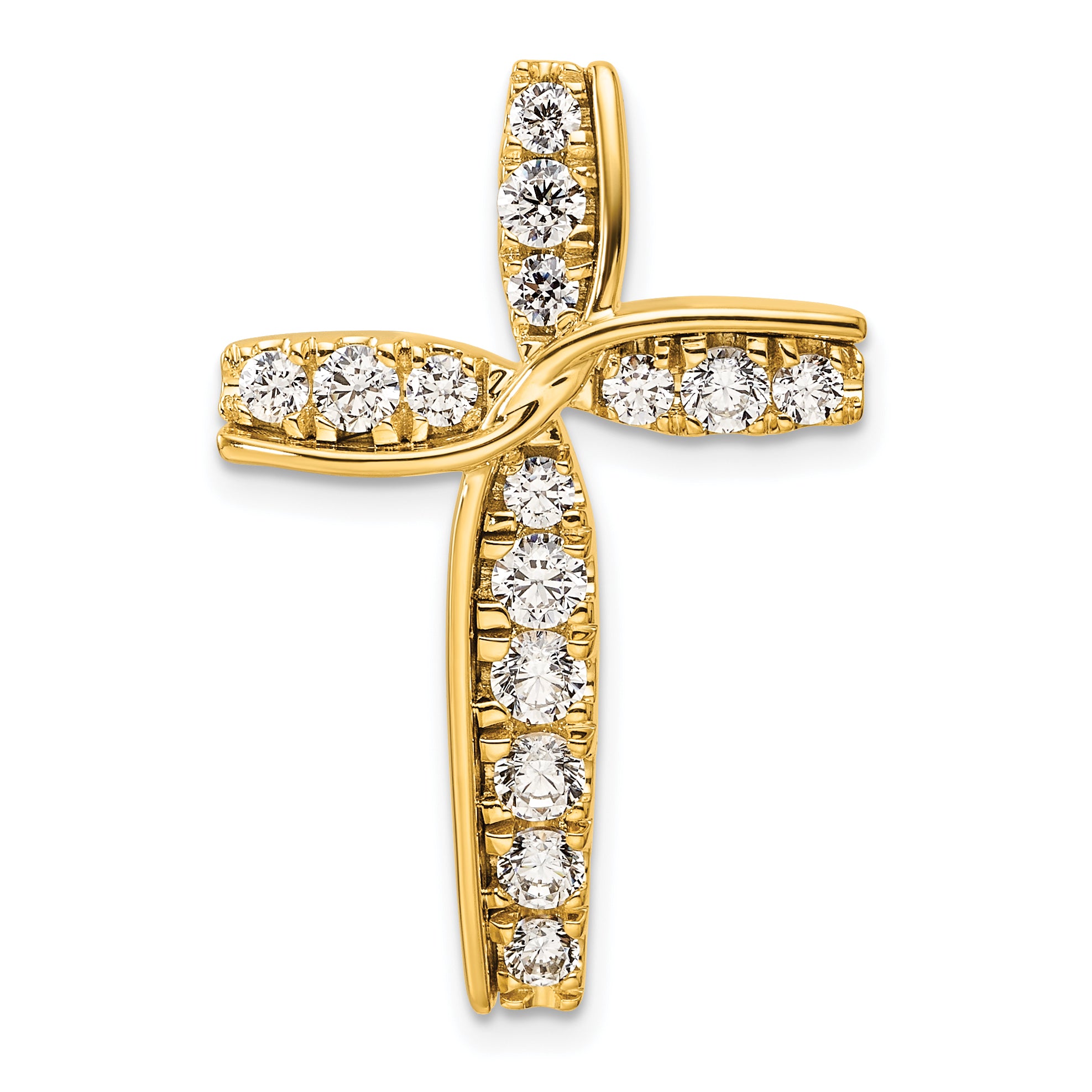 14k 1 carat Lab Grown Diamond VS/SI+ G+ Complete Cross Chain Slide Pendant Main image