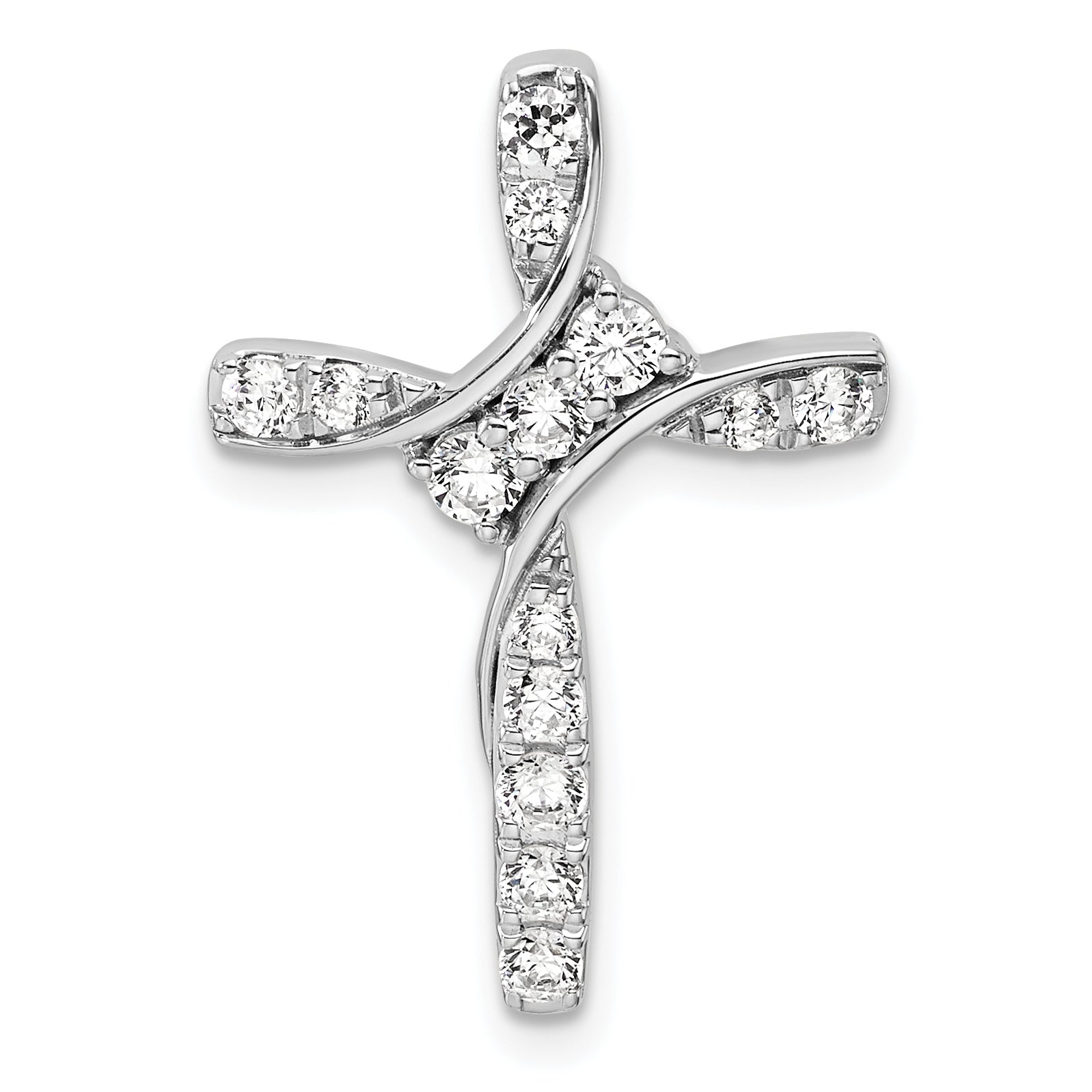 14k White Gold 1/2 carat Lab Grown Diamond VS/SI+ G+ Complete Cross Chain Slide Pendant Main image