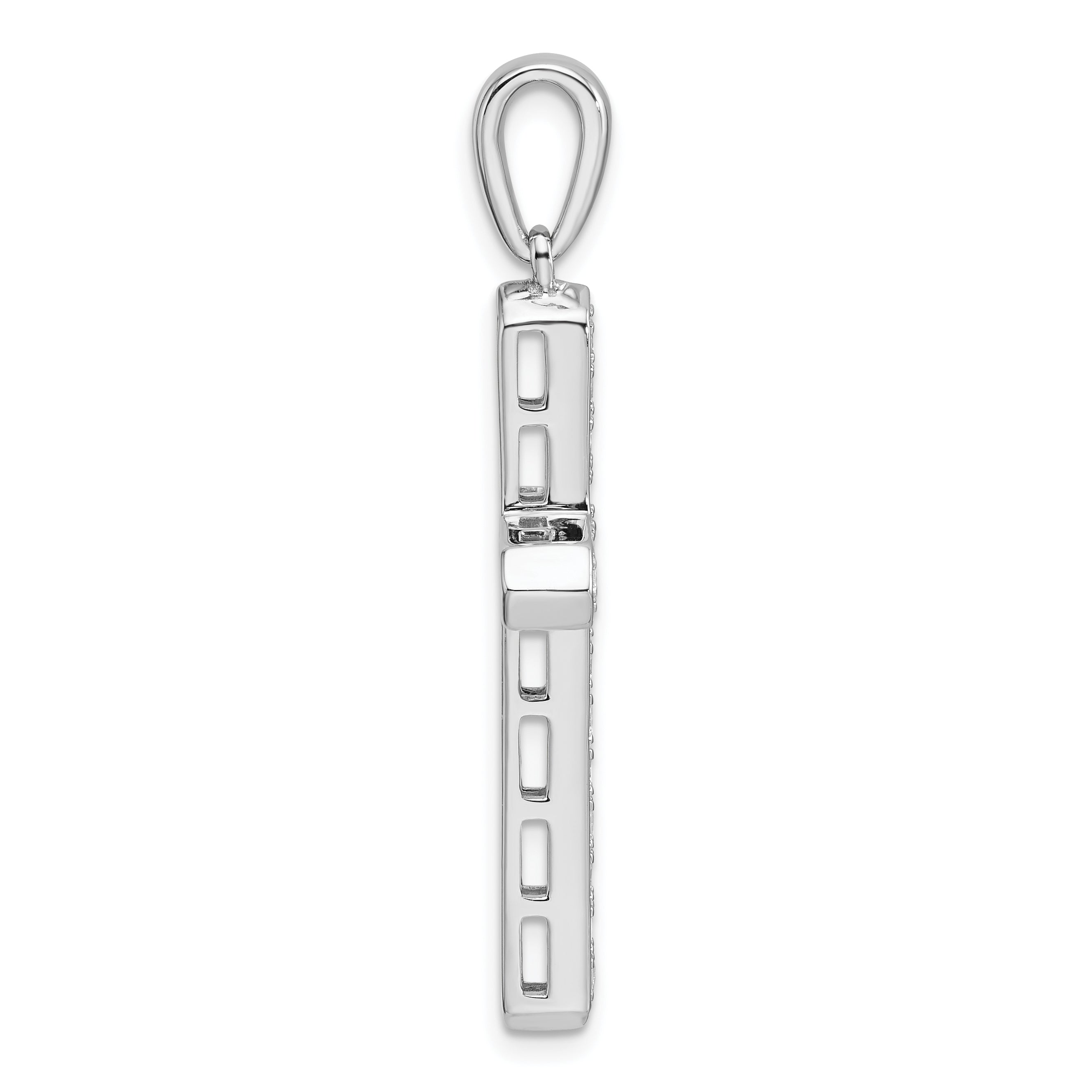 14k White Gold 3/4 carat Lab Grown Diamond VS/SI+ G+ Complete Cross Pendant Secondary image