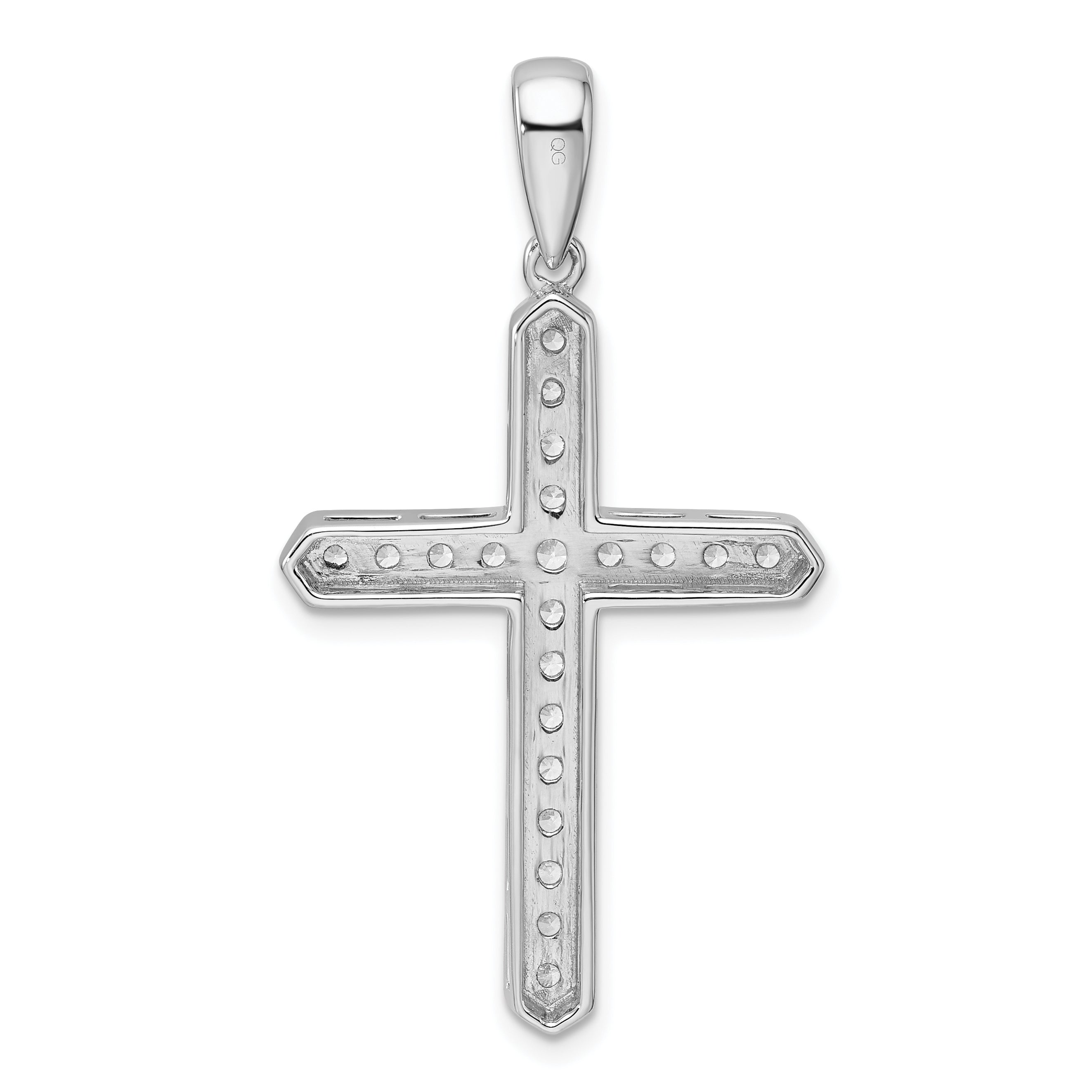 14k White Gold 3/4 carat Lab Grown Diamond VS/SI+ G+ Complete Cross Pendant